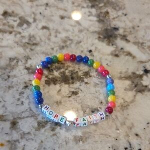 Colorful Beaded Bracelet with Hope and Faith